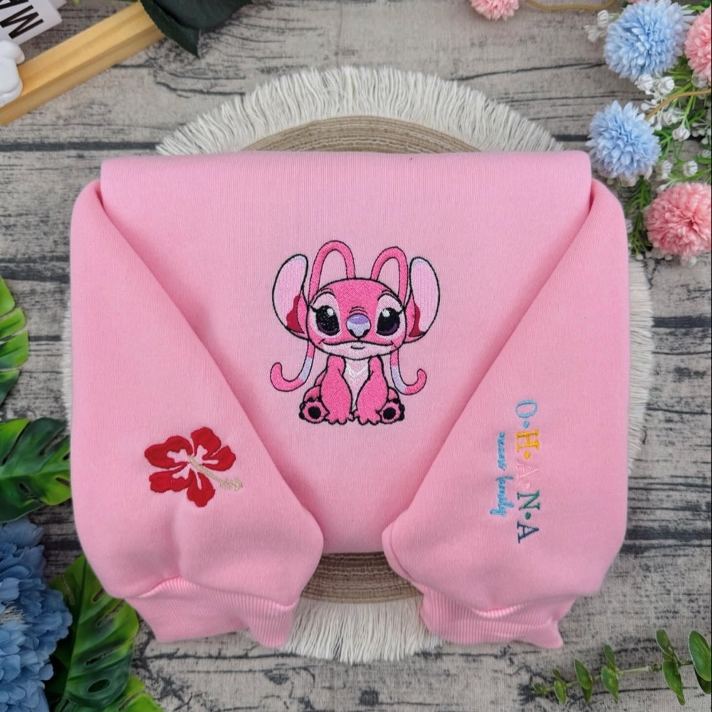 Pink Embroidered Sweatshirt with Elephant Design